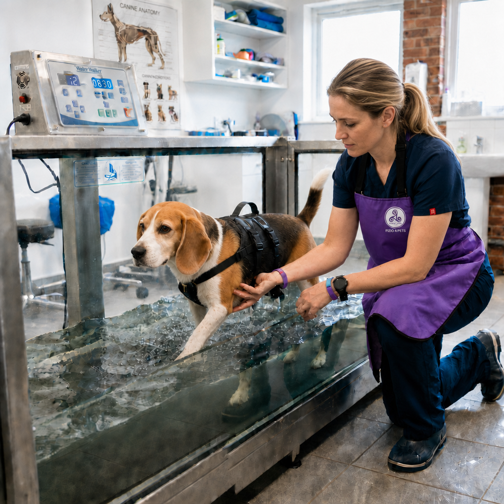 Cachorro em atendimento de fisioterapia veterinária em São Paulo
